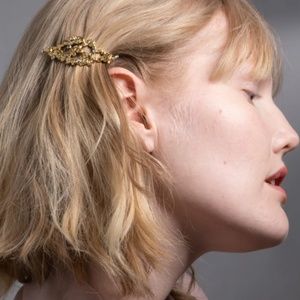 NWT Alexis Bittar Golden Pebble Cake Hair Barrette